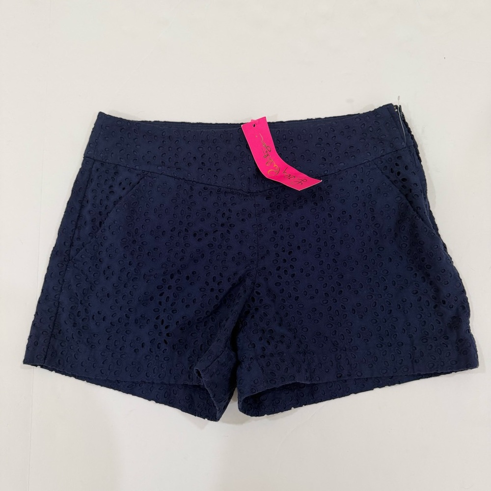 Lilly Pulitzer Makenna Short Petite Petal Eyelet True Navy 0 Nwt Coastal Beach